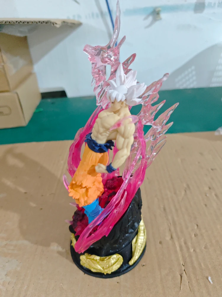 24cm Anime Dragon Ball Can Emit Light Figure Ultra Instinct Son Goku Saiyan Pvc Sculpture Doll Decoration Model Collection Gifts