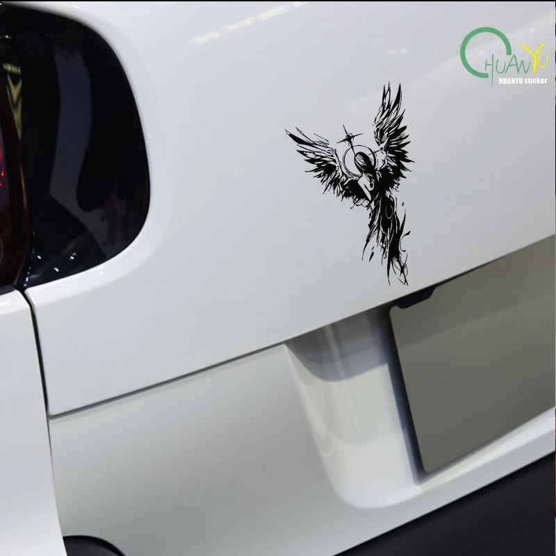 Angel wing girl creative car sticker car motorcycle scratch proof waterproof reflective decoration sticker