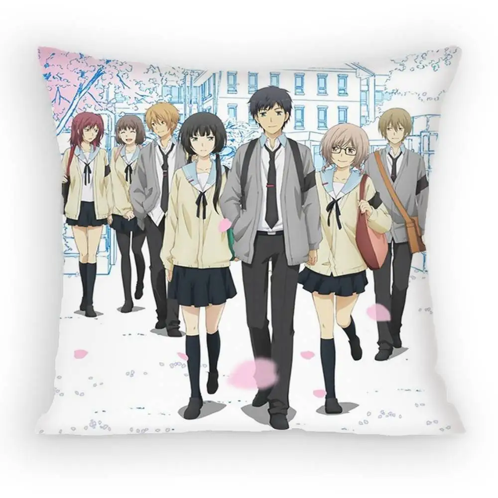 Anime ReLIFE Arata And Chizuru Pillow Case Sofa Living Room for Bedroom car Headboard Backrest Cushion Square Cushion Nap Time