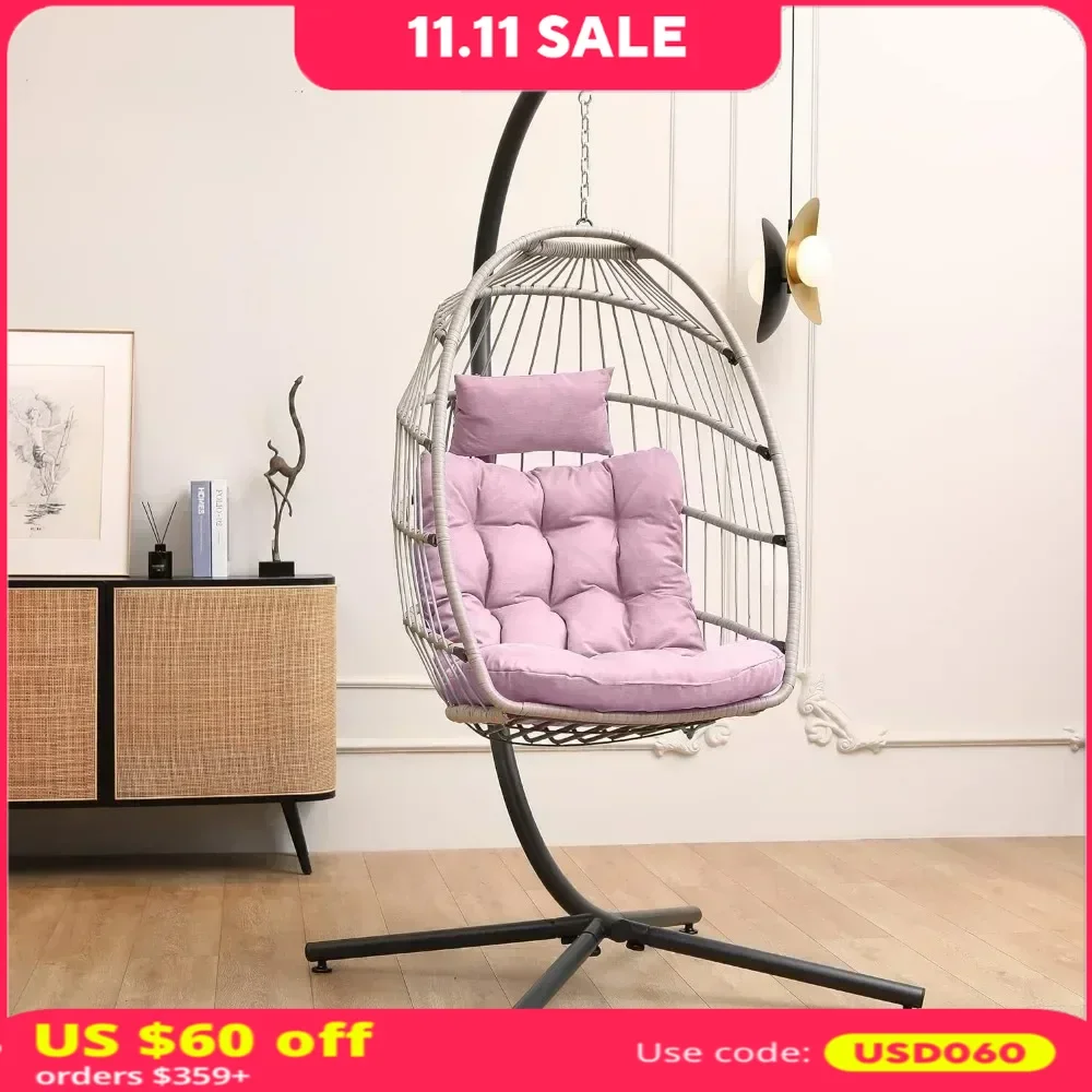 Hanging Egg Chair With Stand, Egg Swing Hammock Chair With Stand, Indoor Outdoor,Swing