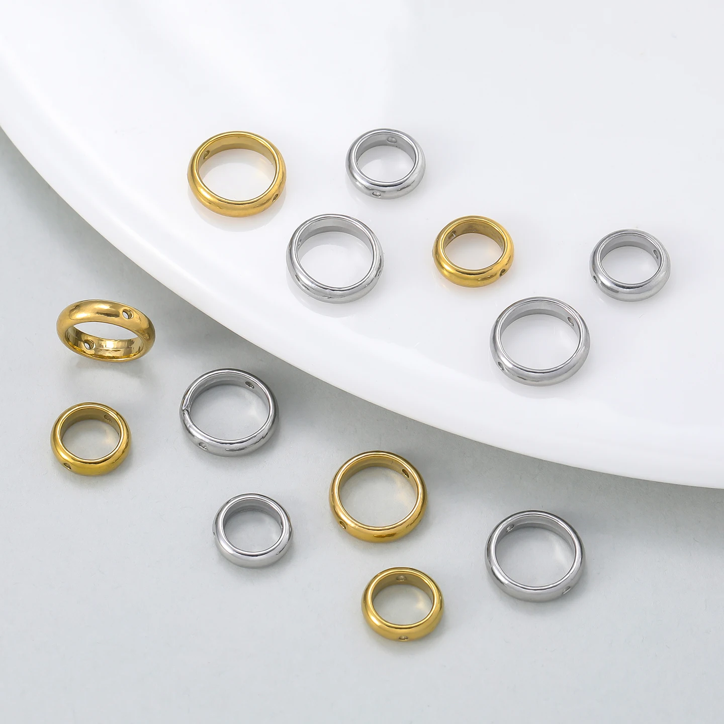 5Pcs/Pack Stainless Steel Double Hole Round Frame Beads Connectors for DIY Jewelry Necklace Bracelet Making Accessories image 3