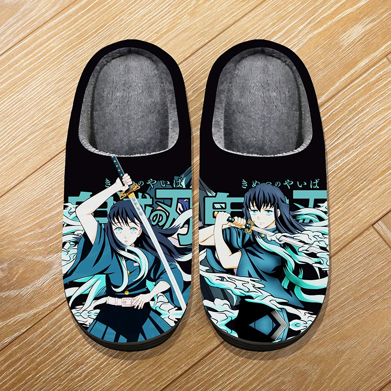 

Custom Size Winter Soft Warm Cartoon Slippers For Adult Kids Anime Demon Slayer Tokitou Muichirou Cosplay Indoor Cute Slippers