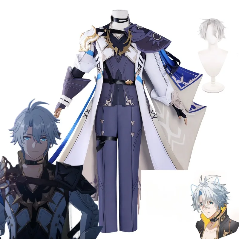 

Honkai Star Rail Cosplay Phainon Costume Cos White Purple Full Set Wig Elaborate Clothes Role Play Outfit for Men Theme Party