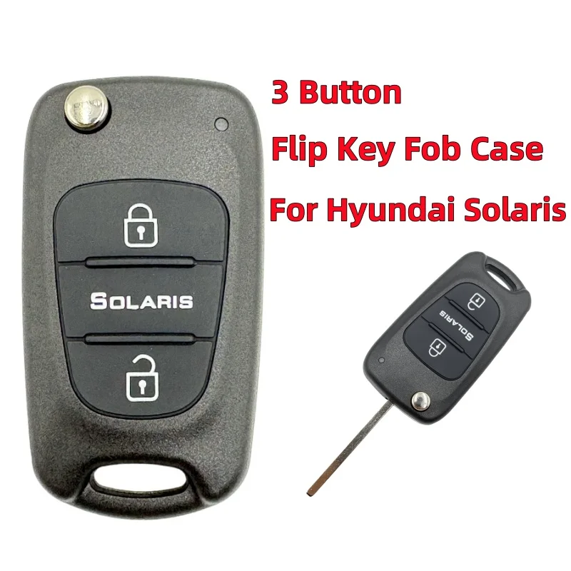

Для Hyundai Solaris 3-кнопочный сменный автомобильный складной чехол для ключа, пустой пульт дистанционного управления