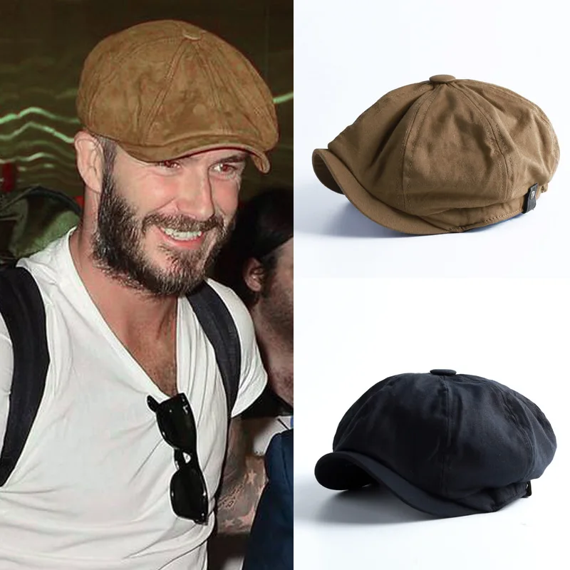 

Male British cotton versatile retro newsboy octagonal hat Korean tide painter beret