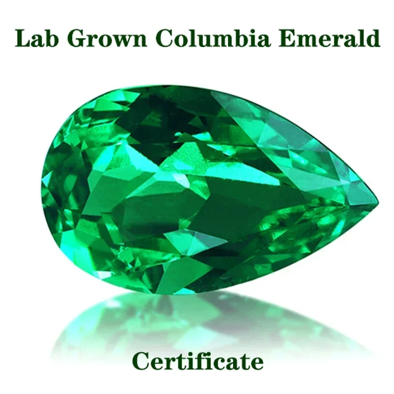 

Lab Grown Colombia Emerald Green Pear Shaped Charms Beads Gemstone VVS1 Selectable AGL Certificate Charms DIY for Jewel Making