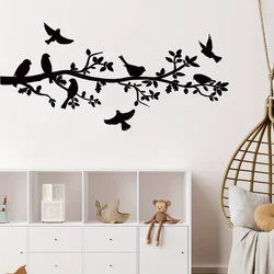 Black Branch Bird Silhouette Art Wall Stickers Removable for Bedroom Living Room Sofa Background Decoration Wall Decals