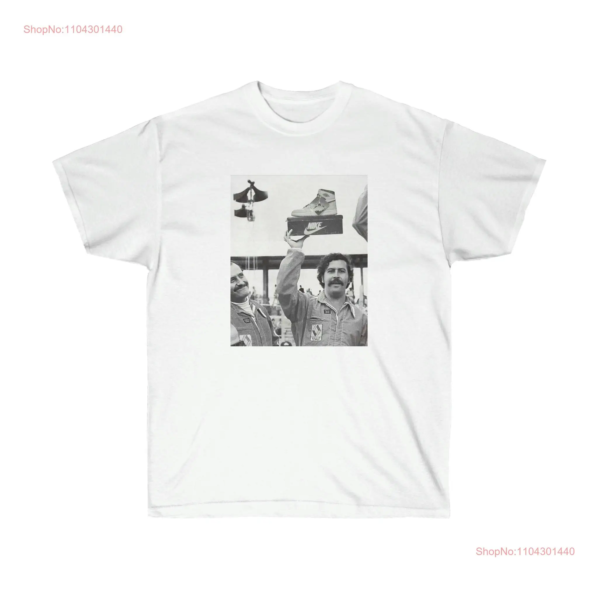 Pablo Escobar Sneaker Connection Classic fit cotton T Shirt with aesthetic Print Streetwear long or short sleeves