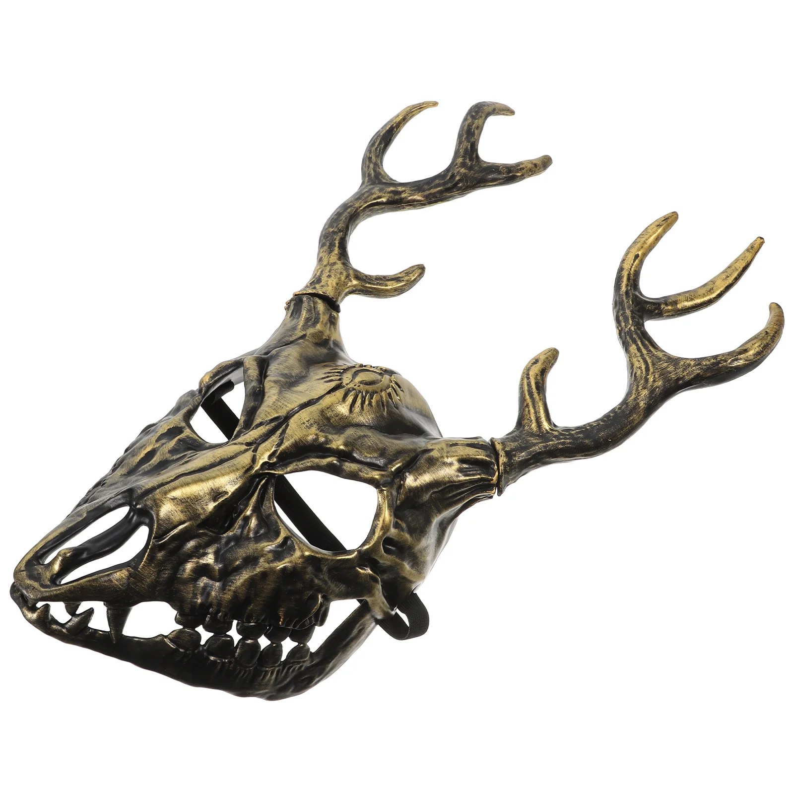 

Comfortable Horned Deer Mask Halloween Cosplay Prop Detachable Design Realistic Half Face Decorative Accessory for Parties