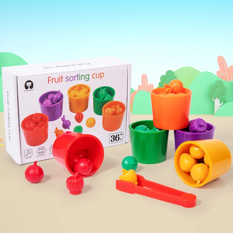 Toddler Fruit Sorting Sensory Toys Montessori  Color Cognition Matching Fine Motor Training Educational Game autism toy for Baby