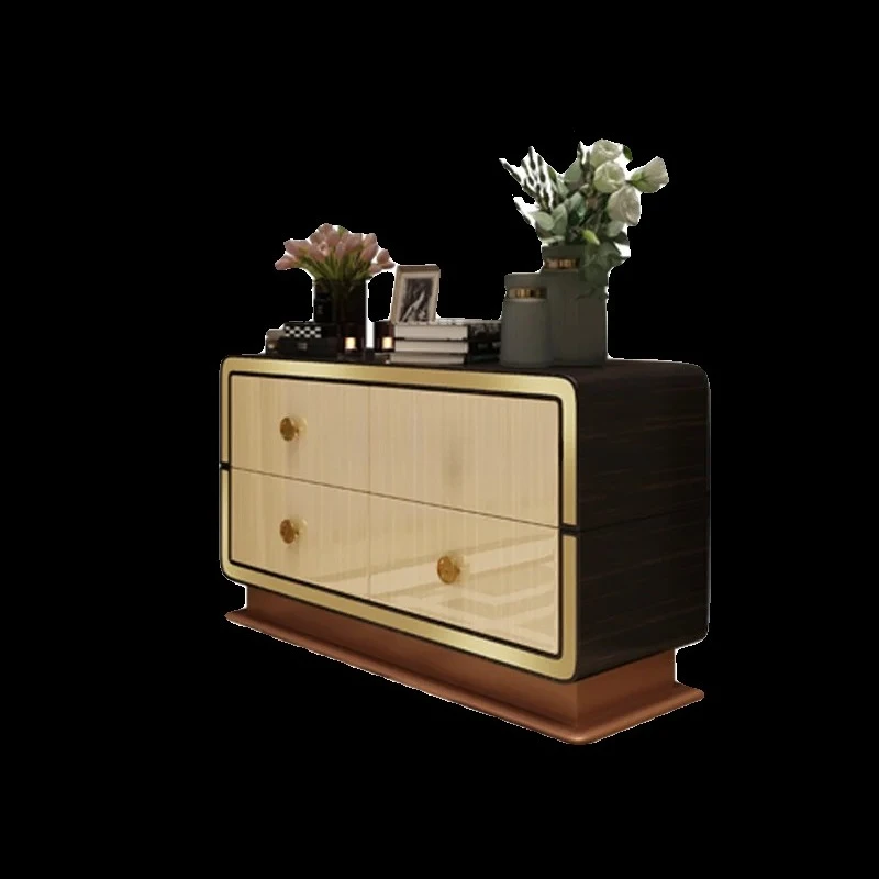

Italian light luxury porch cabinet simple modern solid wood storage drawer cabinet