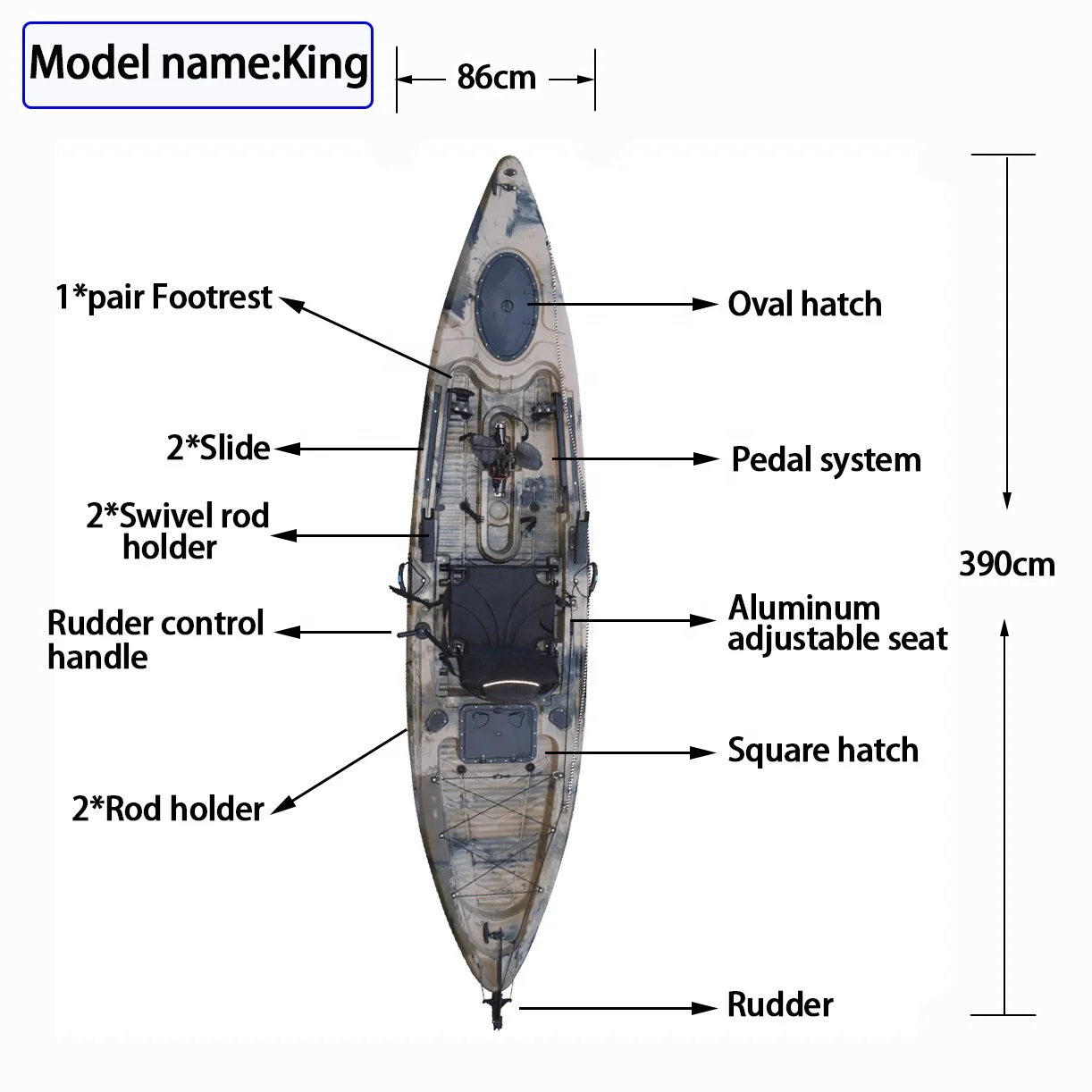 Sit On Top Fishing Kayak Wear Resistant Hull With Pedal Drive Rudder System For Sea Lake Angling