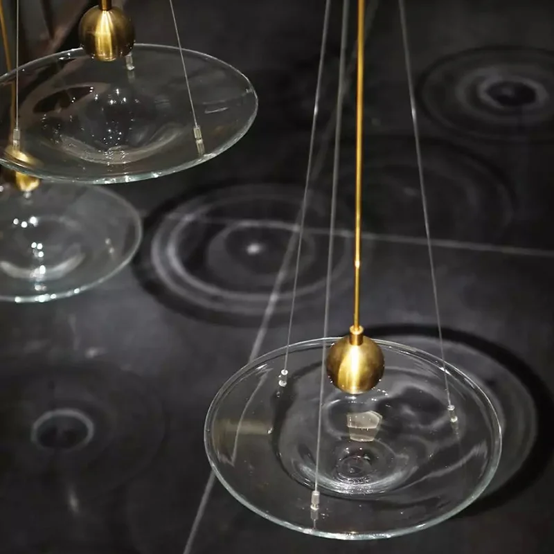 Momento Pendant Lamp Creative Water Drop Ripples Flying Saucer nordic glass pendant light Bar Restaurant designer replica lamp