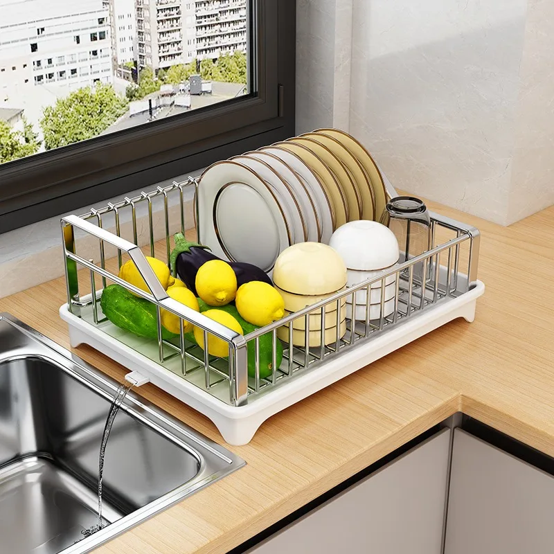 Dish Drying Rack with Drainboard dish storage racks with Removable Utensil Holder and Knife Slots dish for kitchen sink drainer