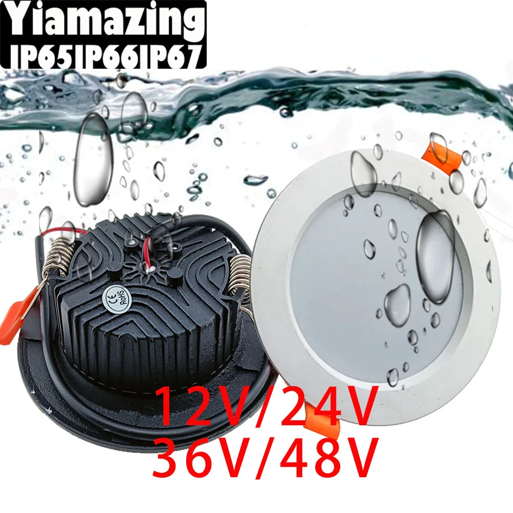 

12V 24V 36V 48V LED Downlight IP65 IP66 Outdoor Waterproof IP67 6W 9W 12W Kitchen Bathroom Toilet Eaves Ceiling Lamp Spot Light