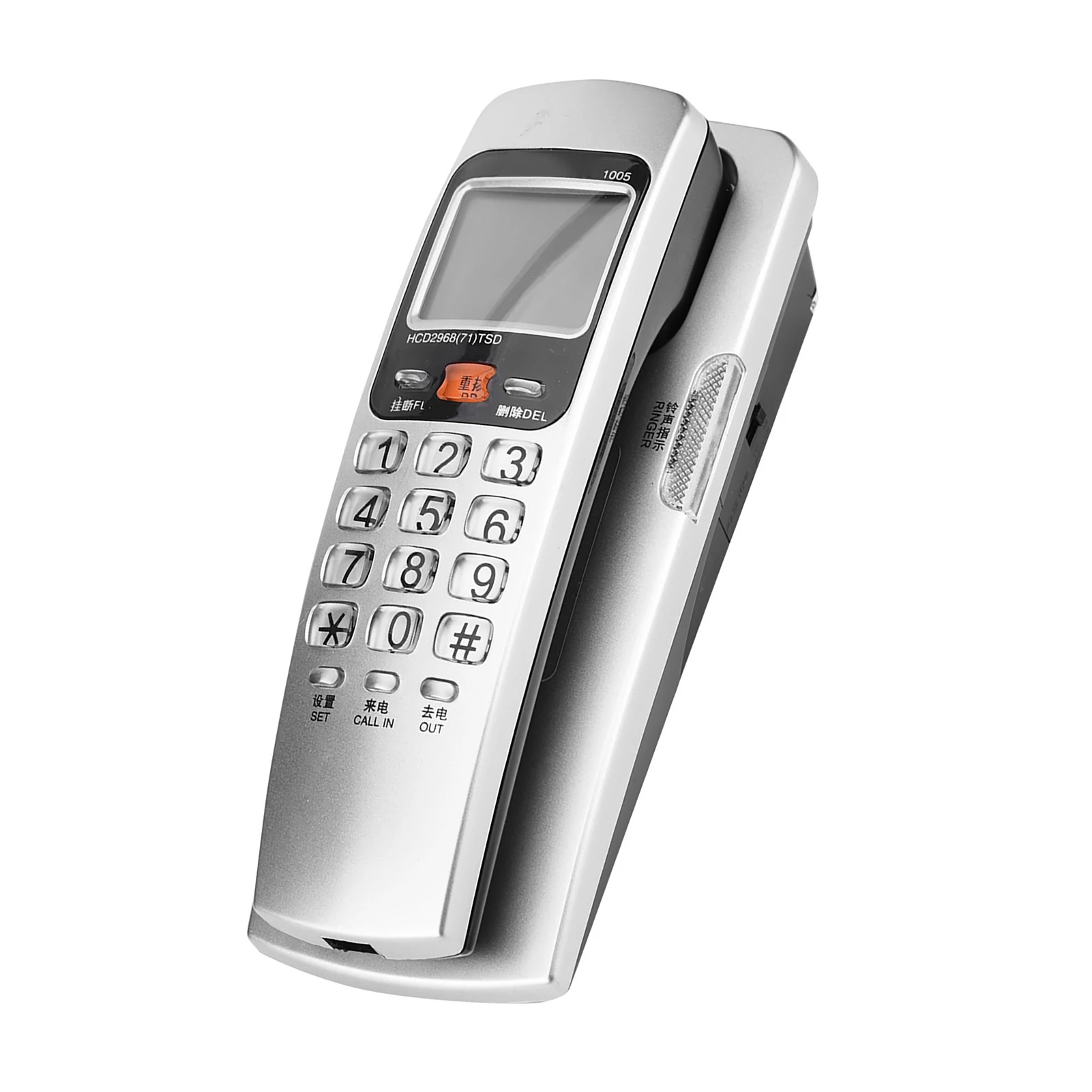 هاتف أرضي صغير مع معرف المتصل FSK/DTMF هاتف ثابت سلكي لسطح المكتب للأعمال المنزلية والفنادق والمكتبية