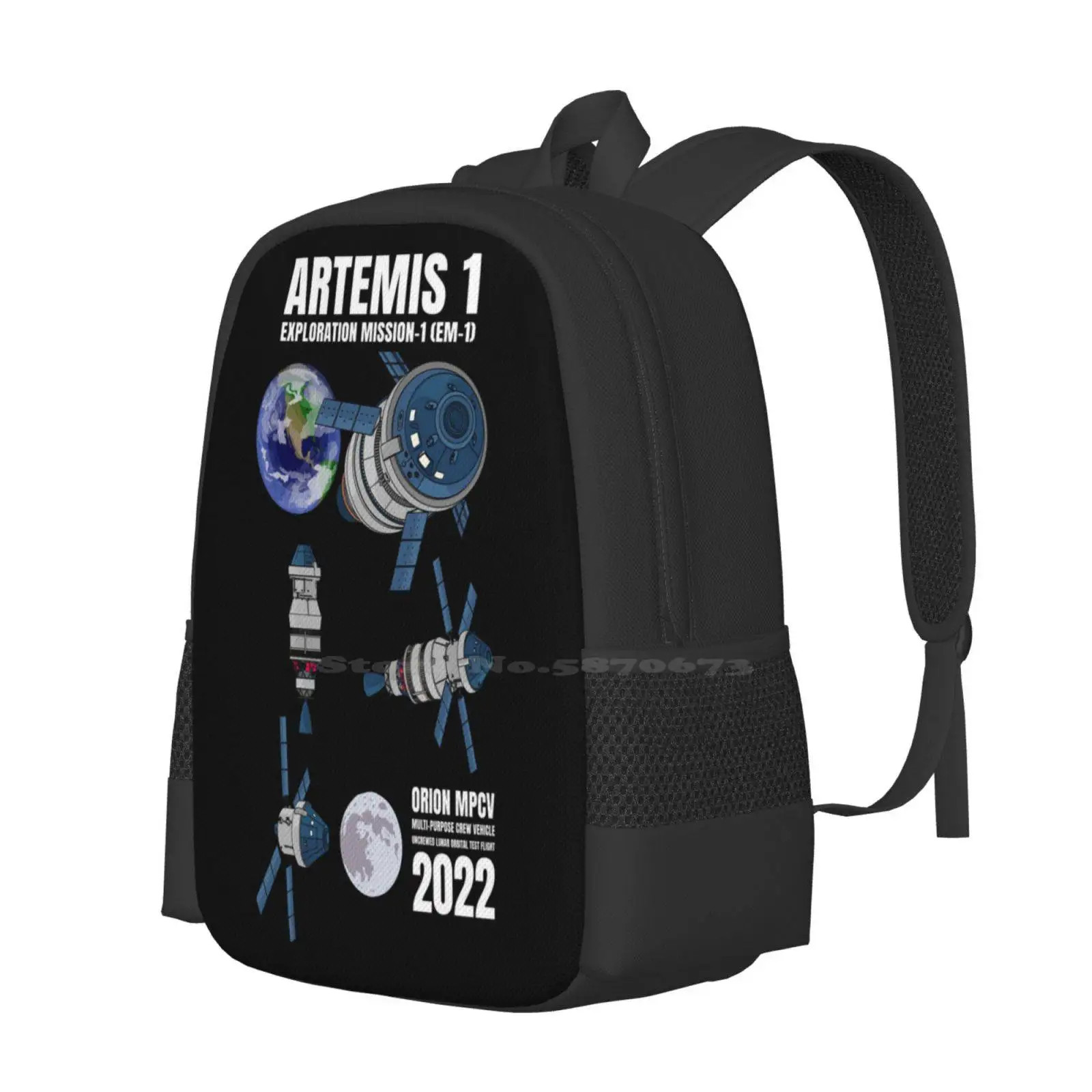 Artemis 1 Spacecraft Moon Exploration Mission 1 2022 Gift Large Capacity School Backpack Laptop Bags Artemis 1 Moon Mission