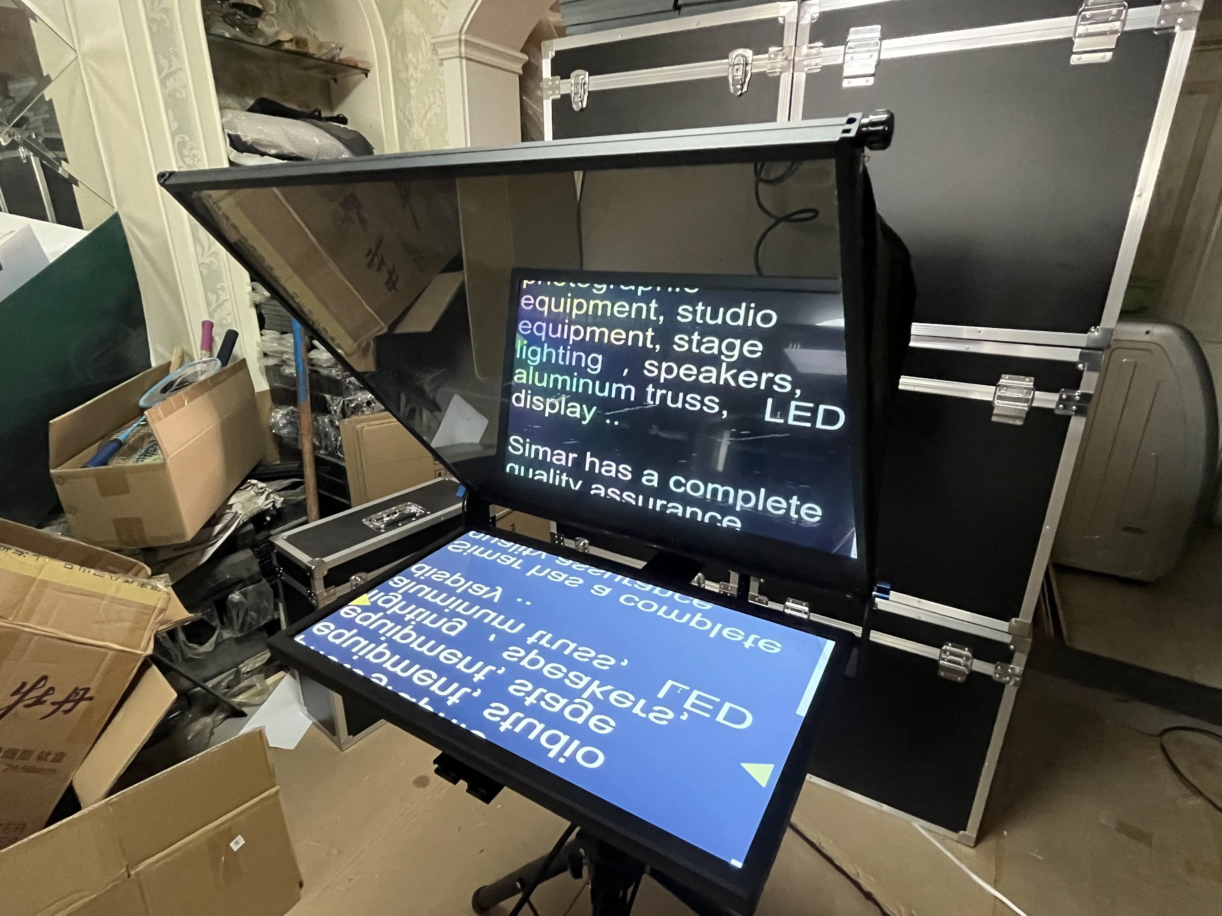 The Hot-selling 20 inch beamsplitter glass monitor teleprompter for indoor or outdoor radio TV broadcasting equipment studio