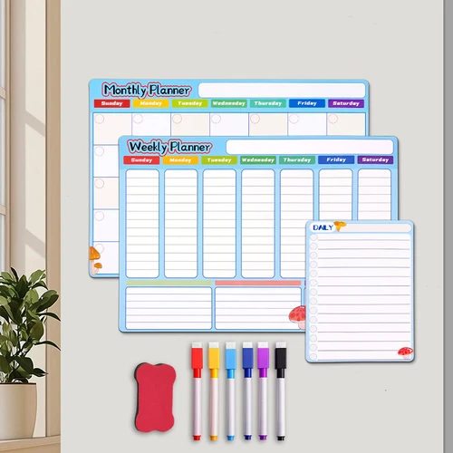 Imagen 2 del producto Planificador semanal mensual magnético, calendario, mesa, pizarra blanca de borrado en seco, pegatina para nevera, tablero de mensajes