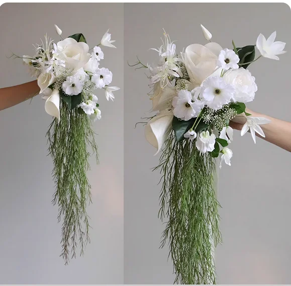 

Усовершенствованные искусственные цветы Магнолии Лунсюда с водопадом, держащие цветы, новые китайские свадебные фотографии, реквизит для свадебной фотографии