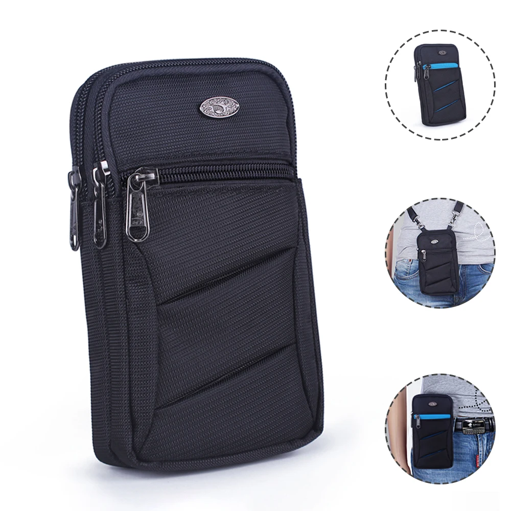 Men Fanny Waist Pack Small Cross body Shoulder Messenger Bags Nylon Hook Unisex Cell Mobile Phone Case Cover Fanny Belt Bag