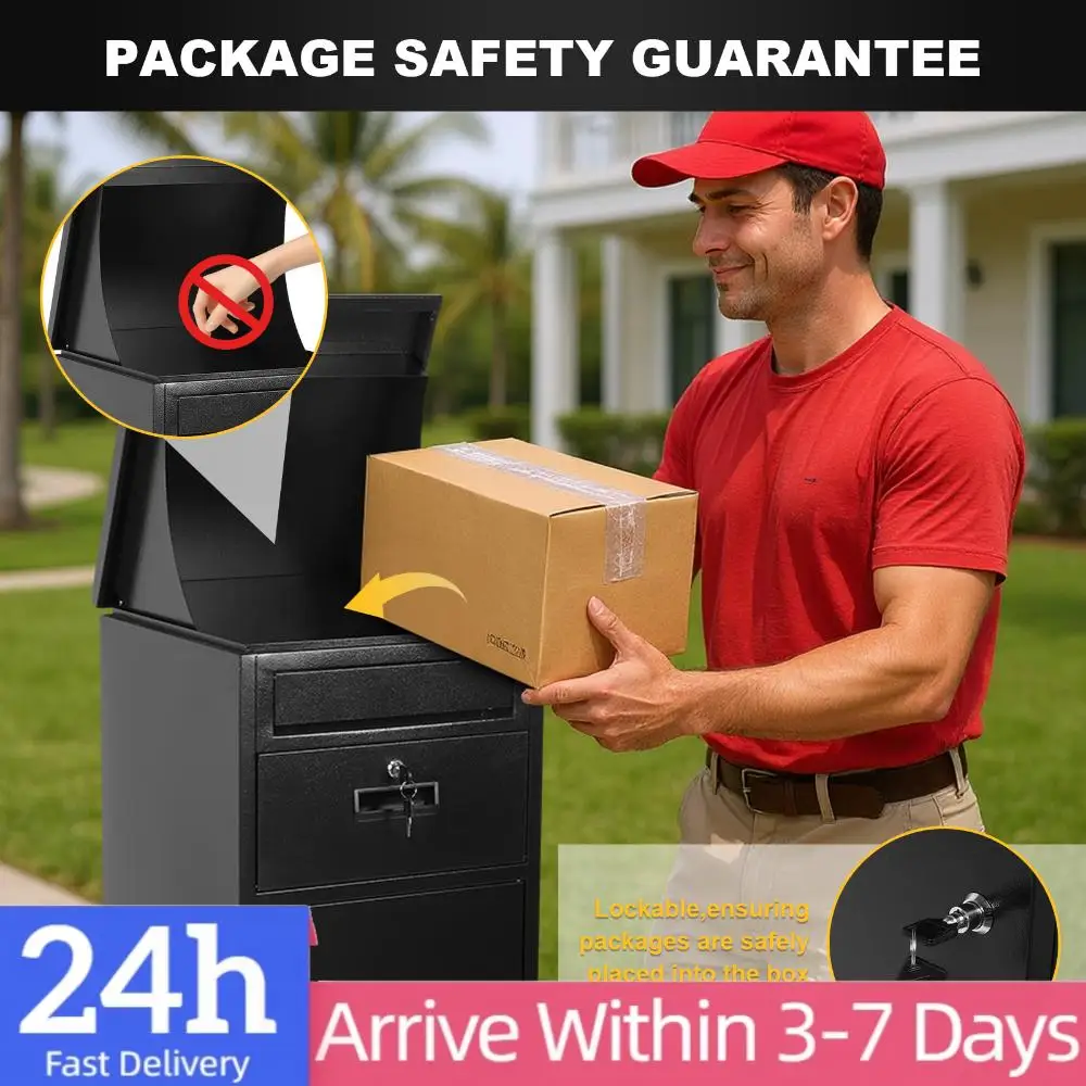 

Package Delivery Box with Lockable Secure Anti-Theft Parcel Drop Boxes Rustproof Package Drop Container for Porch House Curbside