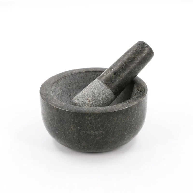 Natural Stone Mortar and Pestle Set Manual Garlic Grinder Crusher for Home Kitchen Spices Herbs Grinding Guacamole Tool