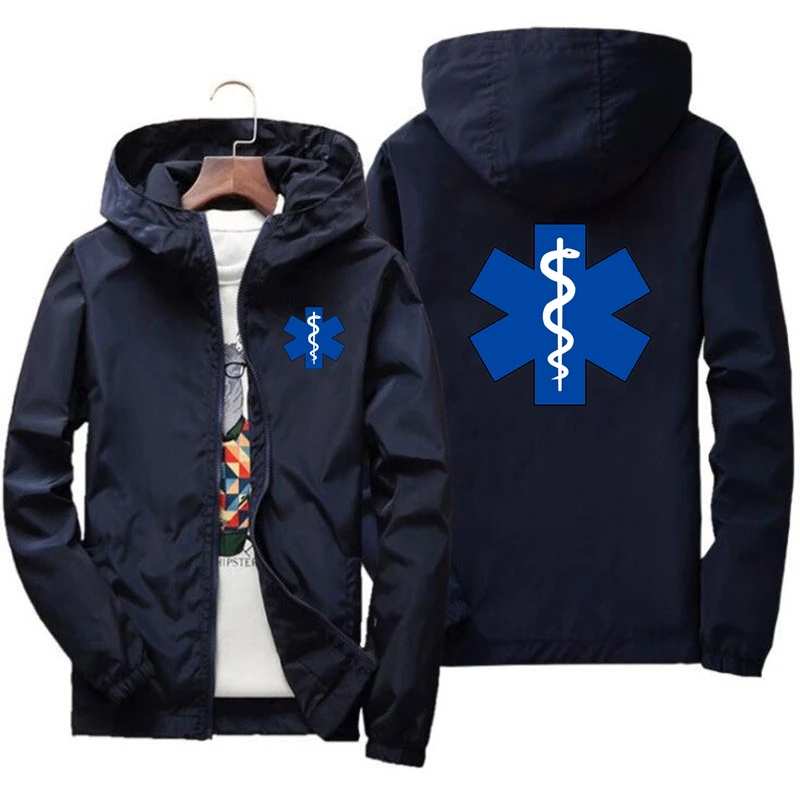 EMT Emergency Ambulance 2024Men\'s New Spring And Autumn Fashionable Outdoor Waterproof Jackets Windbreaker Coat Camping Clothes