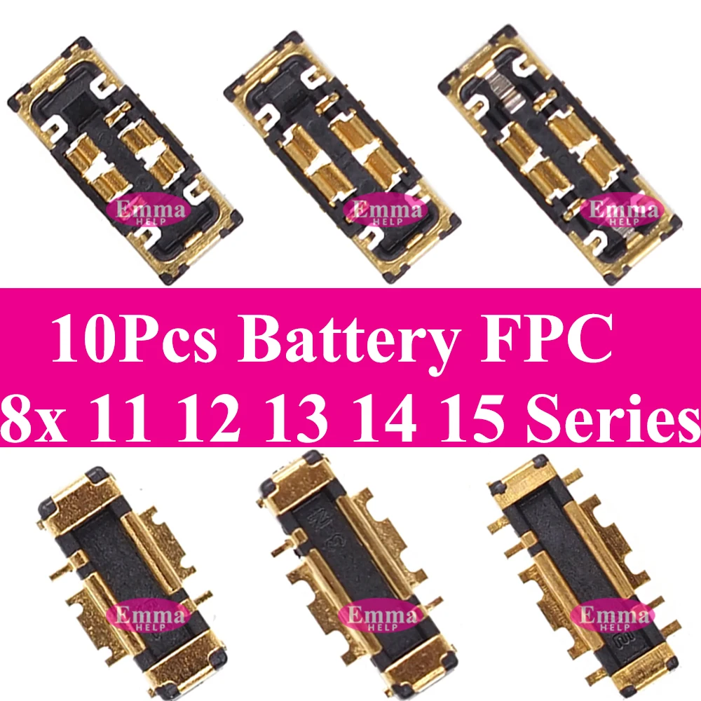 10pcs Battery FPC Connector Flex Cable For iPhone 14 15 Plus 13 12 11 Pro Max 7 6S X XR 8 Plus Clip Plug