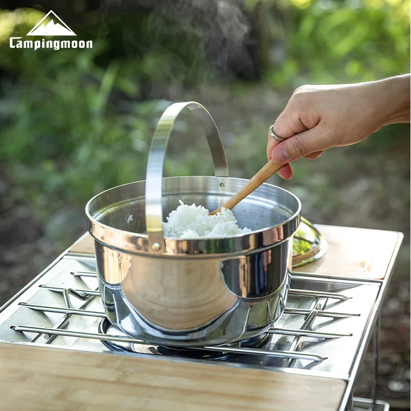 

CAMPINGMOON CC-21 Новая утолщенная посуда для кемпинга из нержавеющей стали, идеально подходящая для самостоятельных поездок, пикников и приготовления пищи на открытом воздухе.