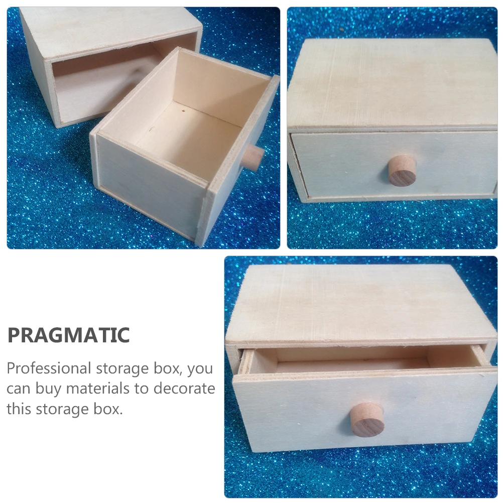 

2Pcs Wooden Storage Box Durable Creative DIY Drawer Organizer for Home Office Desktop Decor Container Gift Packaging