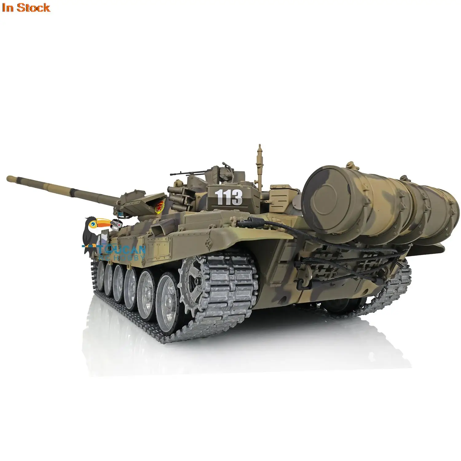 HENG LONG 1/16 7.0 T90 Tanque con control remoto 3938 360 °   Pistas de Metal de torreta con enlaces, caja de cambios de acero de ojo rojo, juguetes del ejército TH17856