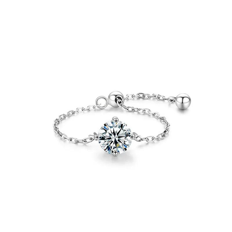 

Вневременное кольцо из стерлингового серебра S925 5 мм с муассанитом, регулируемый размер для женщин и девочек, модные изящные ювелирные изделия