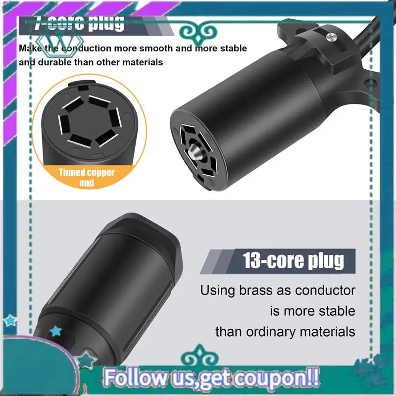 

AA92-USA в европейский преобразователь света прицепа, 7-контактная плоская розетка (автомобиль США) на 13-контактную круглую вилку (прицеп ЕС)