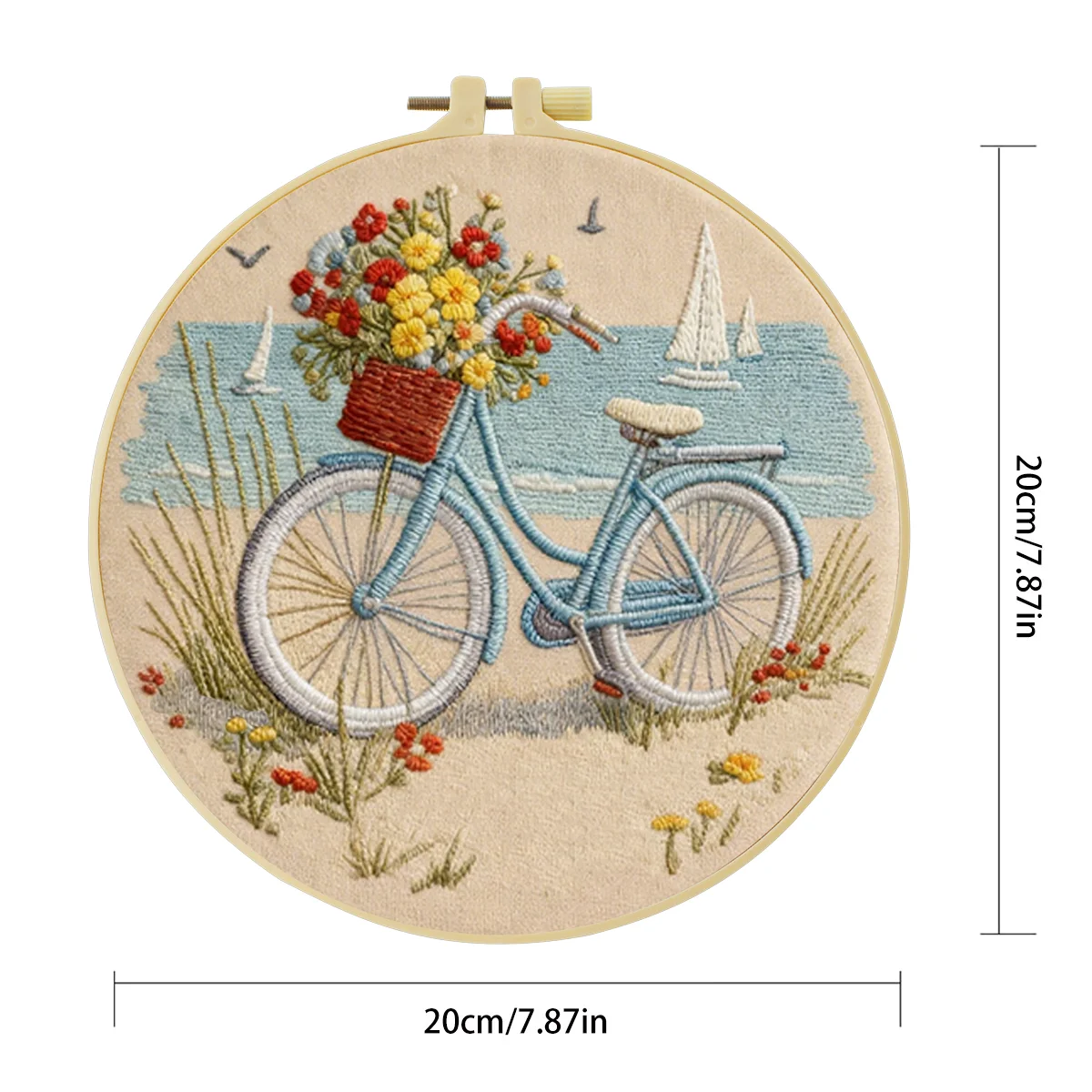 1 Stück 20X20CM/15X15CM 7,87/6,3 Zoll Fahrrad-Stickerei-Starter-Kit DIY-Kit DIY-Stickerei-Set Handarbeiten Nadelkunst – Detail 4