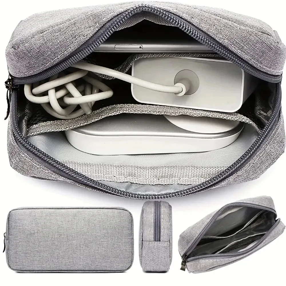 Square Mini Storage Bag Digital Adapter Power Data Cable Headphone Mouse Portable Home Travel Pouch Waterproof Organizer Case