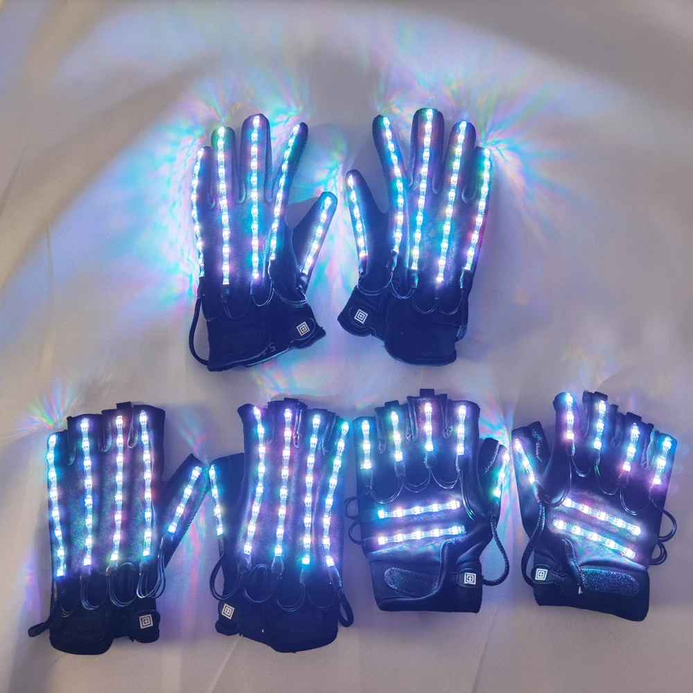 LED Gloves Luminous Flower Finger Light Gloves Party Supplies Dancing Club Props Stage LED Glove LED luminous Costumes