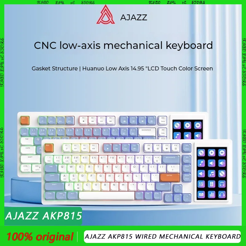 Ajazz Akp815 Wired Mechanical Keyboard Rgb Light 81 Keys Touch Screen Visual Programming Custom Driver Peripherals Game Office ﻿