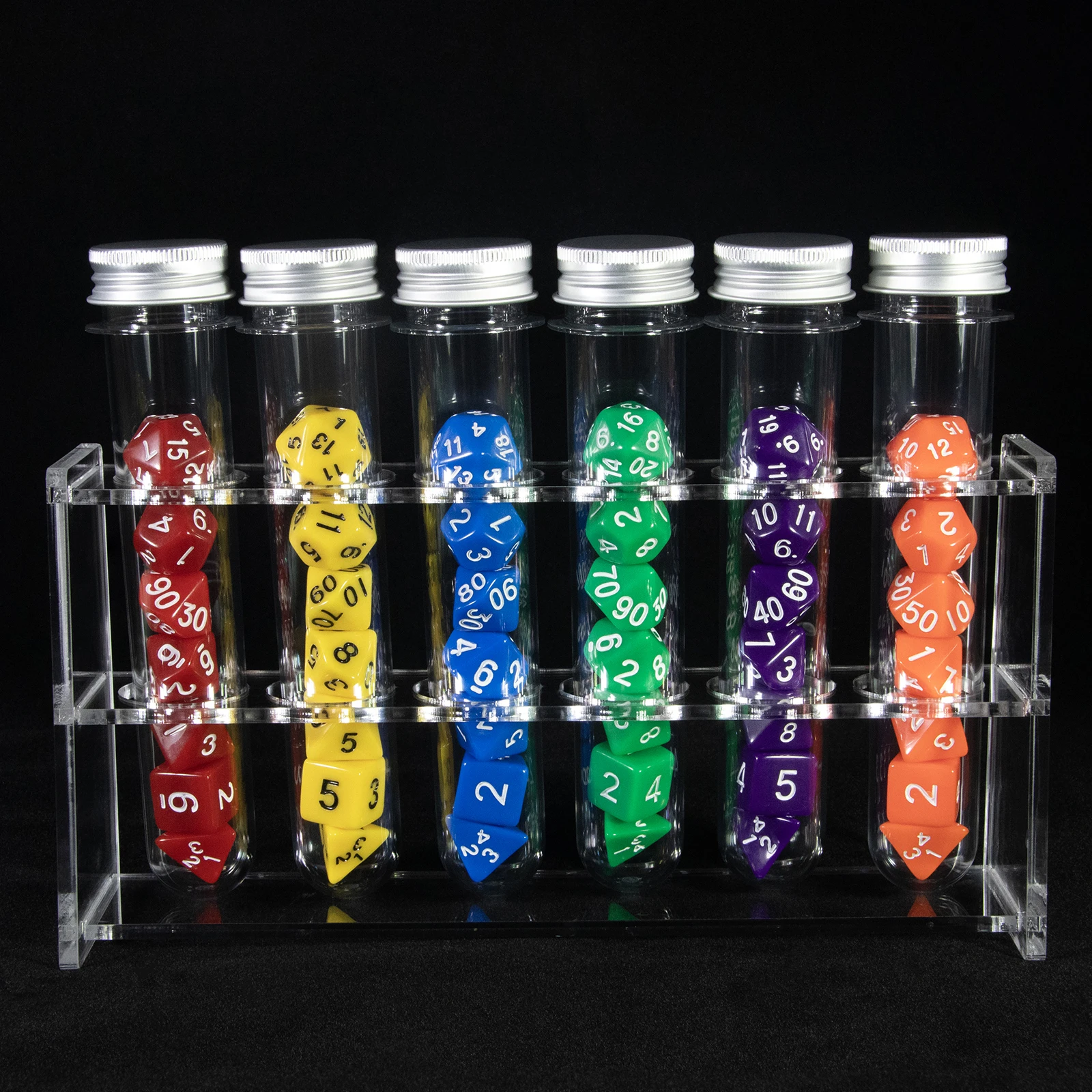 Colorful Acrylic Polyhedral Dice Board Game Dice, RPG, DND, D4, D6, D8, D10, D%, D12, D20, 7Pcs Per Tube