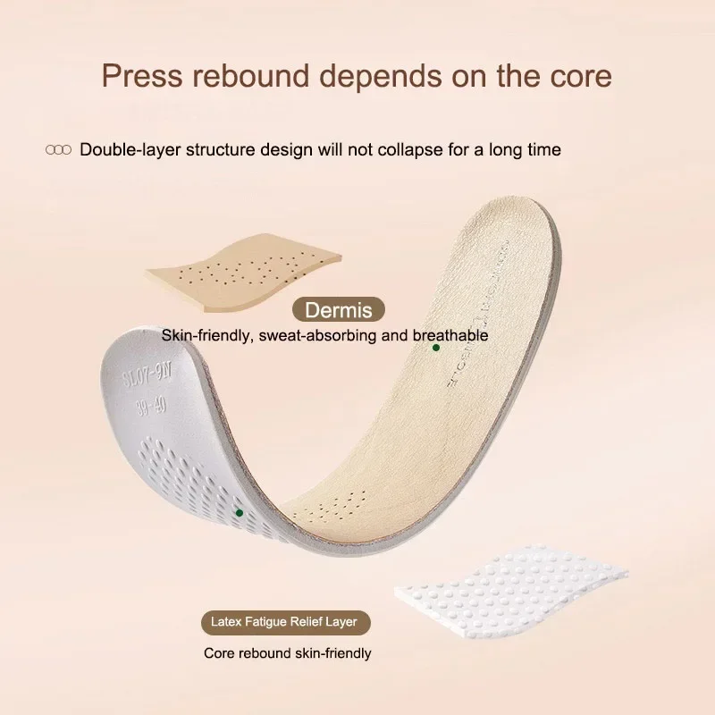 Leather Latex Sports Insole Cowhide Insoles for Shoes Arch Support Shoe Pads Shock Absorbing Plantar Fasciitis Template Inserts