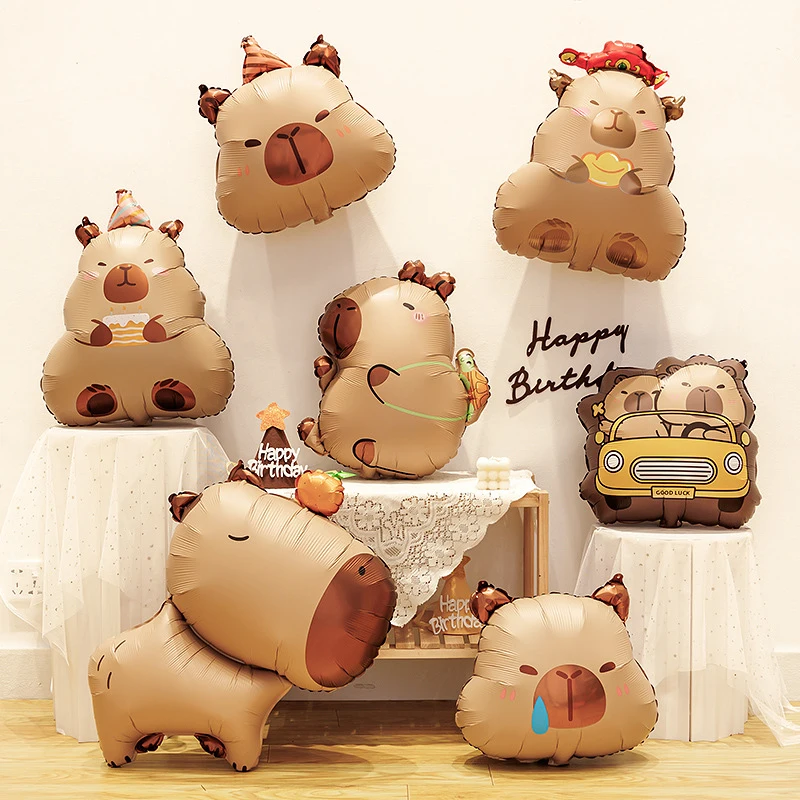 Capybara-Luftballons, Geburtstag, Kinder, alles Gute zum Geburtstag, Party, Cartoon-Capybara-Themenballon, Aluminiumfolie, Latex-Zahlenballons – Detail 8