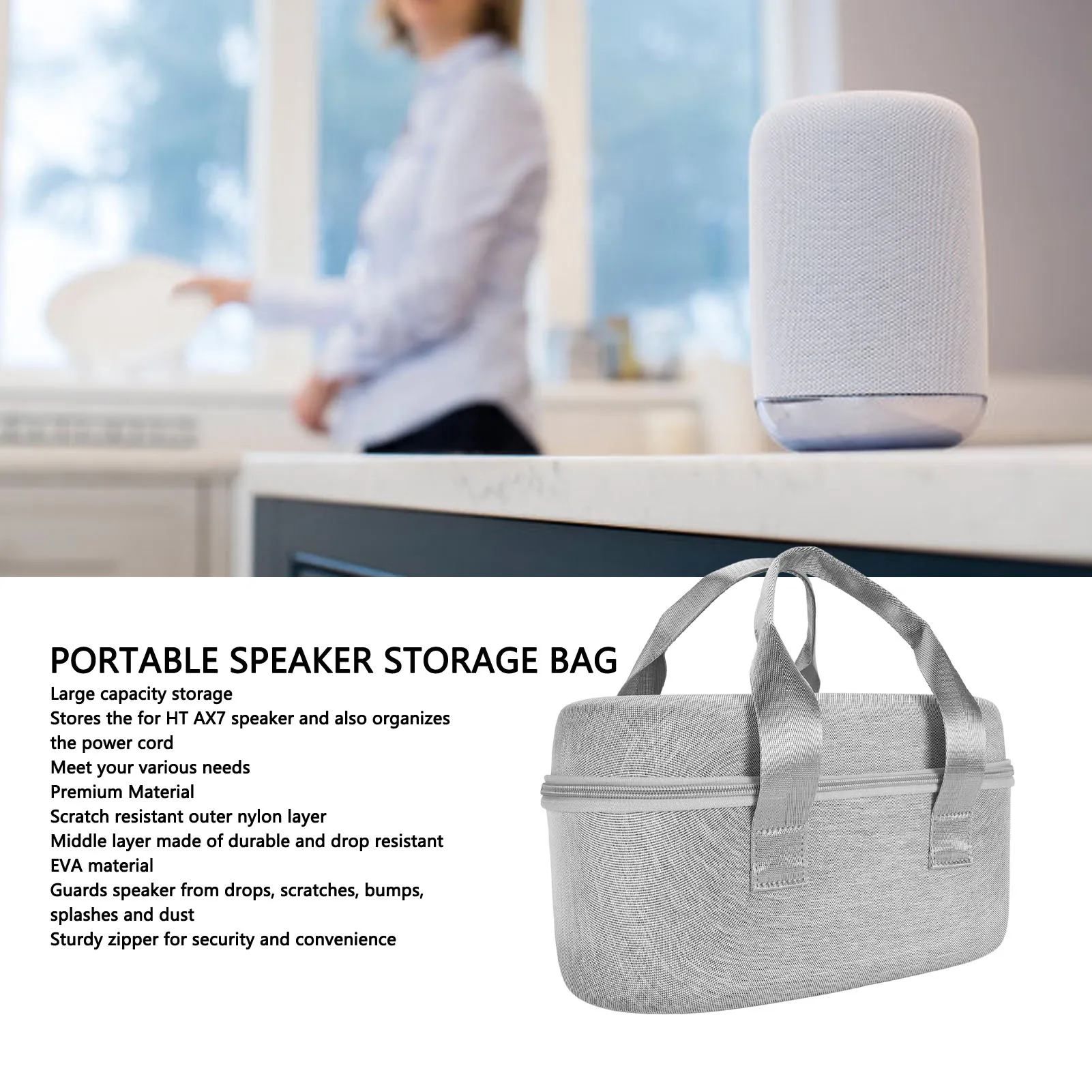 Speaker Case Large Capacity Portable Soft Interior Speaker Storage Bag Protective Waterproof Shockproof for HT AX7