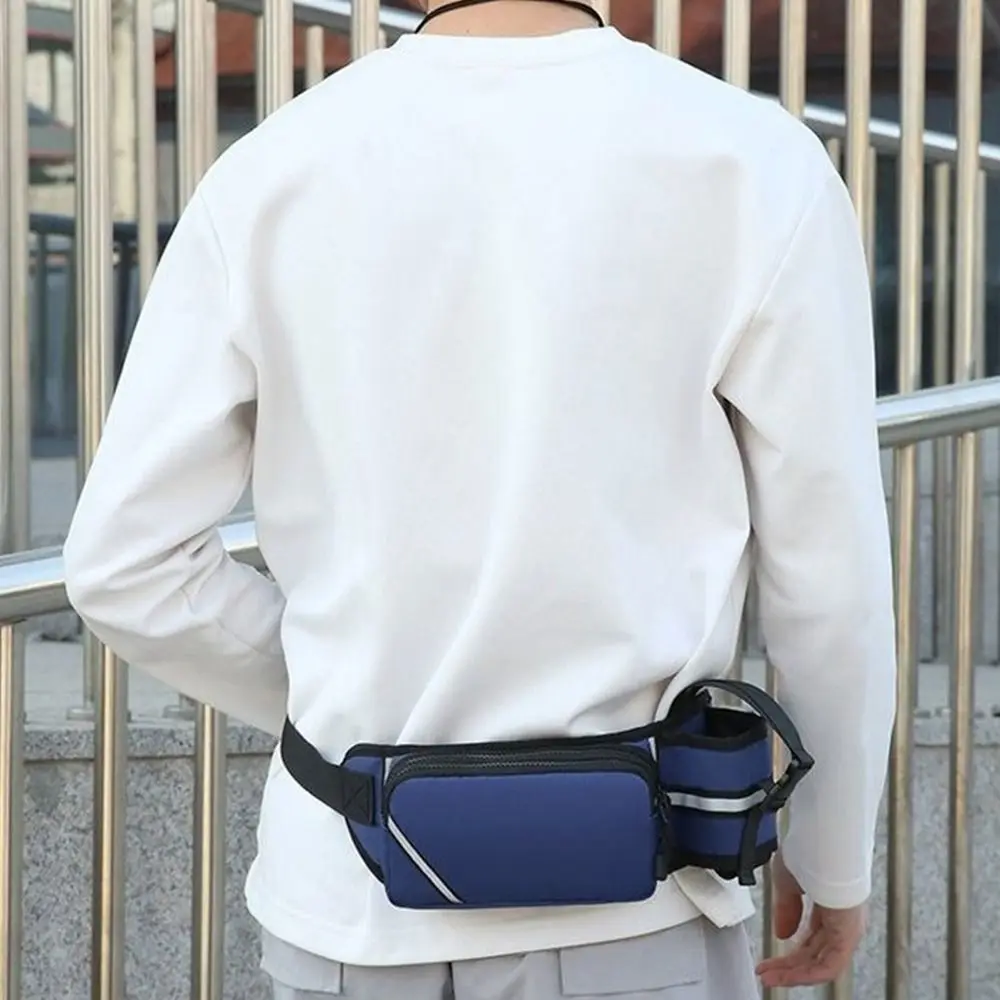 

Нейлоновая поясная сумка для бега и пешего туризма с держателем для бутылки с водой, светоотражающая пряжка на ремне, спортивные поясные сумки, регулируемая водонепроницаемая поясная сумка