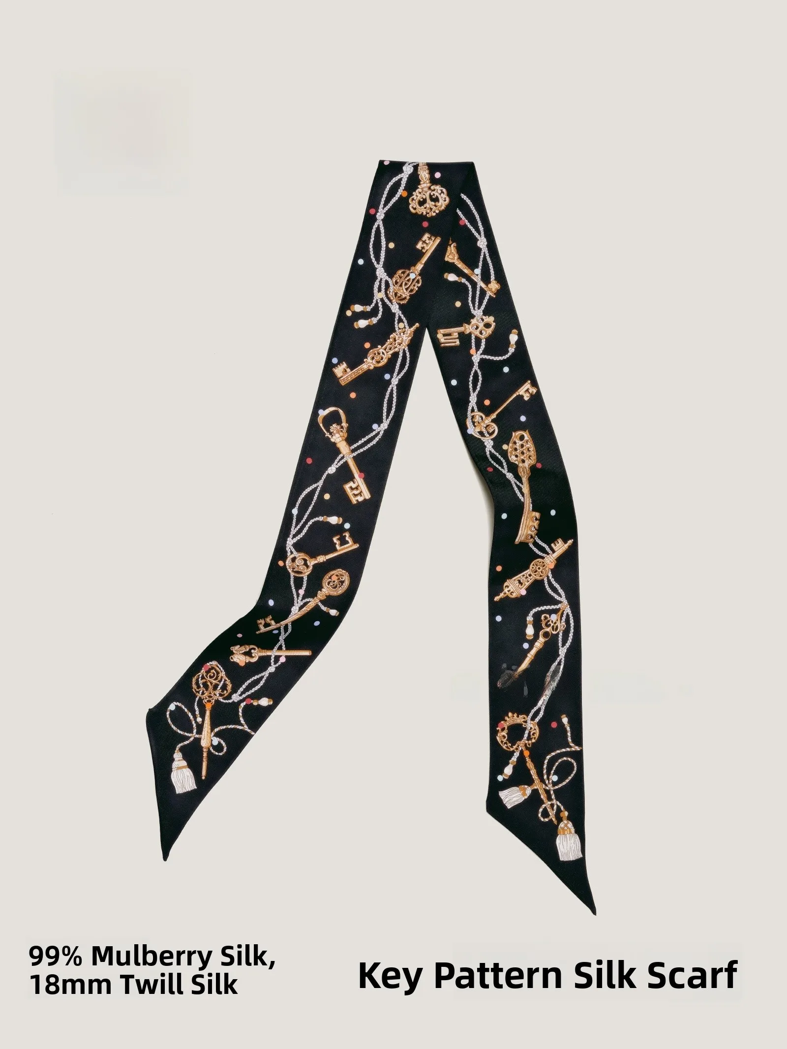 jiato-シルクリボンヘアゴム-ドット柄-本物のシルク製ハンドル付きスカーフ-小さなスカーフ-装飾的な長い長方形の形-女性用