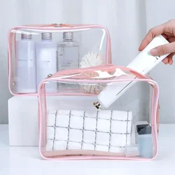 Pink Bathroom Organizer Clear Toiletry Bag Waterproof Travel Make Up Bags Storage Portable Transparent Women Girl Cosmetic Bag