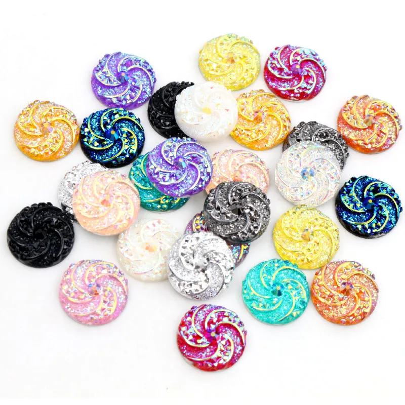 New Fashion 40pcs 12mm Mix Colors Windmill Style Flat back Resin Cabochon For Bracelet Earrings accessories