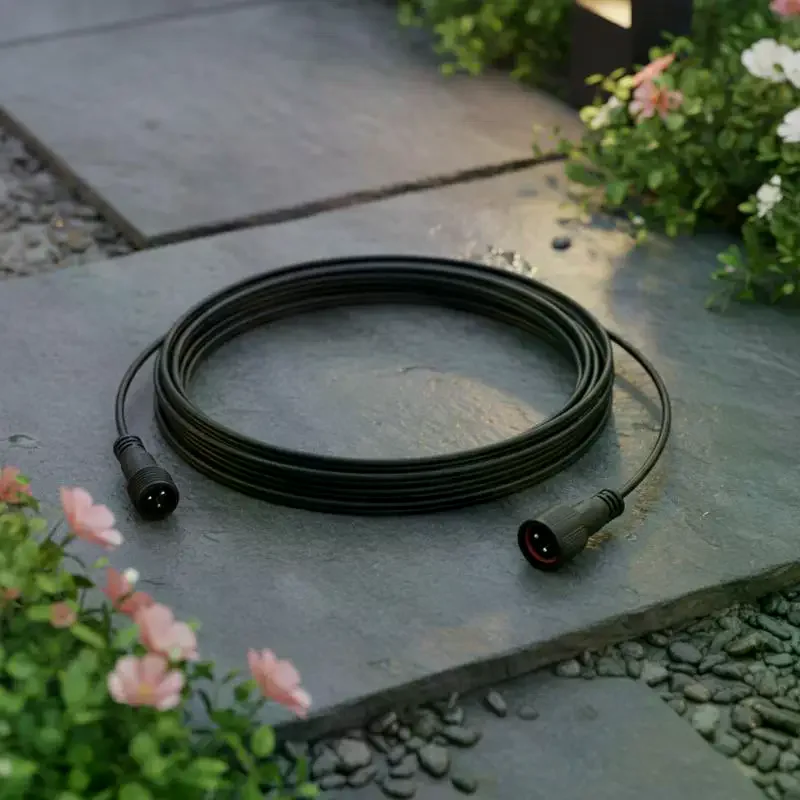 Black 5M Low Frequency Universal Solar Spotlights Waterproof Cord Extension Cable 2Pin Male To Female Connector Floodlight Cable