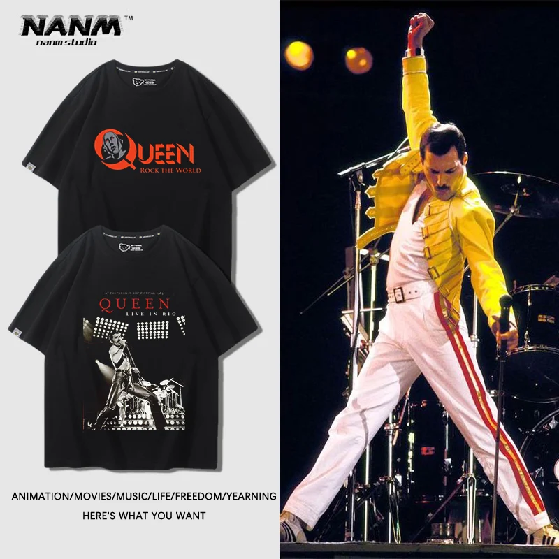 

Queen Европейская и американская рок-спортивная музыка Уличный фитнес Летние повседневные мужские топы Женские футболки Одежда для пар