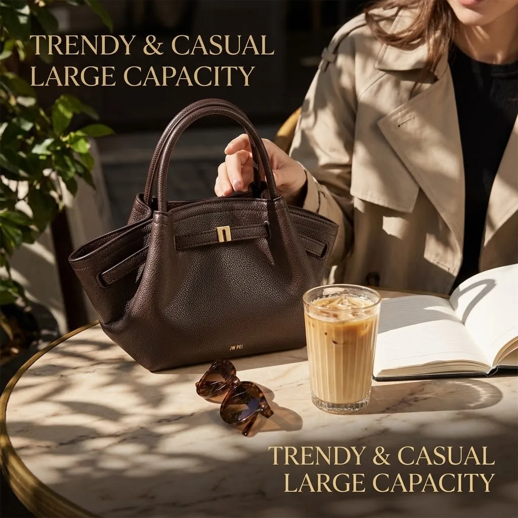 JW PEI Trendy Light Luxury Dumpling Shape Soft Leather Large Capacity Women's Shoulder Tote Bag for Casual Daily Commute Travel