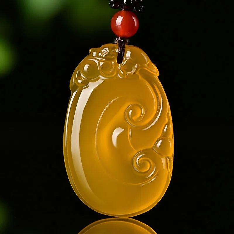 

Natural Chalcedony Guanyin Buddha Pendant Boutique Men's and Women's Agate Gourd Ruyi Necklace Lucky Bag String Bean Pendant